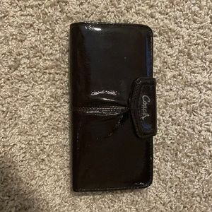 Brown Patent leather Coach wallet